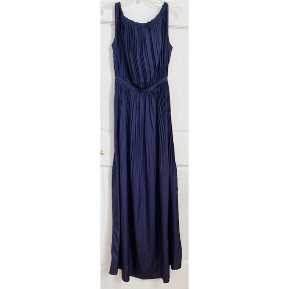 Rachel Comey Dress Long Maxi Silk Navy Blue Mini Pleats Formal Gown 4 - Picture 4 of 13